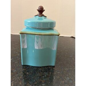 Southern Living at Home Tuscan, 7 1/2" Robin's Egg Blue/Teal Canister, Discontin